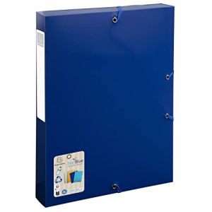 Exacompta Réf. 59142E - 1 boîte de classement avec élastiques Bee Blue - en polypropylène recyclé - dos 4 cm - dimensions 25 x 33 cm - pour A4 - couleur bleu marine - livrée montée