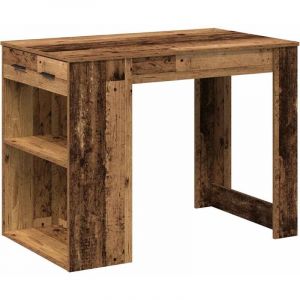 VidaXL Bureau avec tiroir et étagère vieux bois bois d'ingénierie