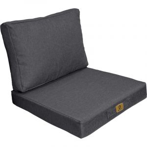 Coussins pour fauteuil effet lin d&eacute;houssable 60x60cm gris chin&eacute;