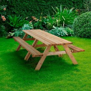 Cemonjardin Table de pique-nique en bois 12 personnes