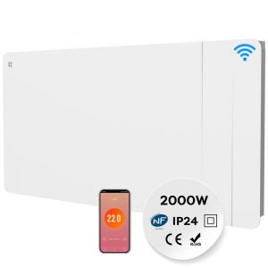 CIARRA Radiateur &Eacute;lectrique Connect&eacute; Inertie S&egrave;che C&eacute;ramique + Film 2000W WiFi Chauffage Fix&eacute; Programmable LCD Thermostat