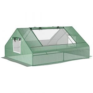 Outsunny Mini serre de jardin - 180x140x80cm - toit pointu - acier PE haute densit&eacute; 140 g/m&sup2; - 2 grandes fen&ecirc;tres - vert fonc&eacute;