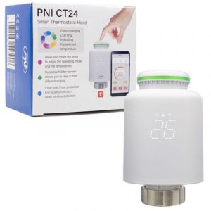 T&ecirc;te thermostatique intelligente PNI CT24 pour radiateur, application mobile Tuya Smart