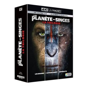 Coffret trilogie la planète des singes : les origines ; l'affrontement ; suprématie [4K Ultra HD]