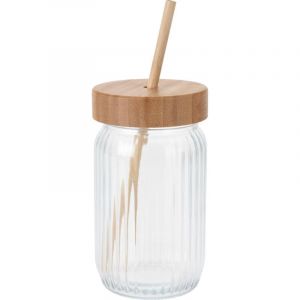 WELL HOME Gobelet en verre avec couvercle en bambou 500 ml