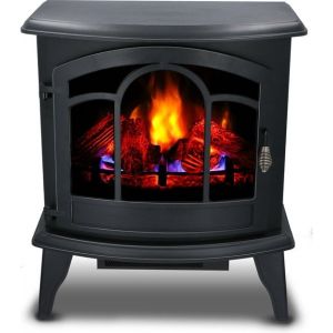 Alpina Chemin&eacute;e d'ambiance &eacute;lectrique Vicenza - T&eacute;l&eacute;commande et minuterie - Flammes LED - 2000W - Noir