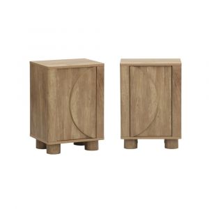 Table de chevet effet bois de manguier 1 porte (lot de 2)