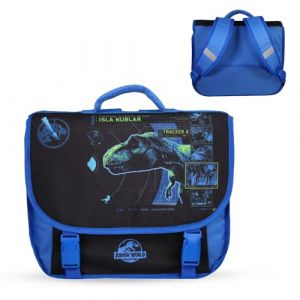 Bagtrotter - Jurassic World - Cartable 38cm - Noir et Bleu - 2 Compartiments - 1 Poche Sous Rabat - 1 Poche Bouteille - ...