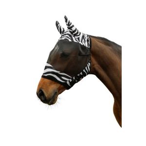Covalliero Masque anti-mouches pour cheval avec protection des oreilles Zebra