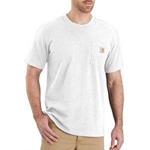 Carhartt K87 T-shirt à Manches Courtes Épais avec Poche Coupe Décontractée Homme, Blanc, XS