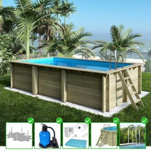 Piscine en bois Aqua 6.1x2.85 - H.1.31 m fixations &agrave; visser - BAS7307OSPL