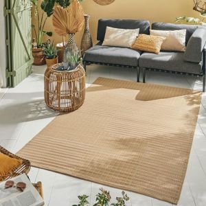 Nazar Tapis extérieur réversible motif géométrique - Beige - 180x280 cm