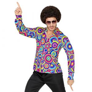 W WIDMANN MILANO Party Fashion - Chemise pour homme des années 70, style disco, costumes de carnaval