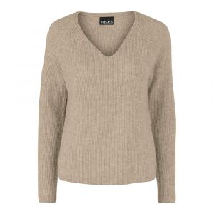 Pieces Sweater Col V Ellen L White Pepper