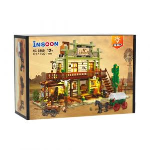 Kit de Construction Western – Saloon de l'Ouest INSOON avec 1727 Pièces, Éclairage LED, Décor Far West