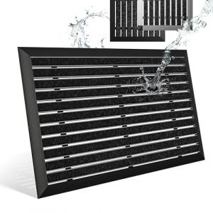Paillasson ext&eacute;rieur 50x80 cm, Tapis d'entr&eacute;e ext&eacute;rieur avec Cadre en Aluminium Noir, Tapis ext&eacute;rieur r&eacute;sistant &agrave; la Pluie en Fibres de polypropyl&egrave;ne, Tapis de Porte pour Maison