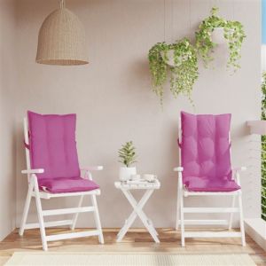 VidaXL Lot de 2 Coussins de Chaise &agrave; Dossier Haut, Galette de Si&egrave;ge Imperm&eacute;able, Coussin d'Ext&eacute;rieur Anti-glissement Jardin Terrasse, Rose Tissu Oxford