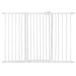Safetots Barrière De Sécurité Métal Extra Haute À Fixation Par Pression, Barrière D'escalier Pour Bébé, 133,2cm - 140,8cm, Hauteur De 104cm, Couleur Blanc