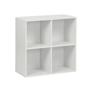 Sweeek - Etagère, bibliothèque, module de rangement décor bois blanc 4 compartiments l 70 x p 35 x h 70cm - Kompo