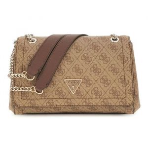 Guess Sac &agrave; &eacute;paule brun clair marron pour femme - Noelle II Convertible Xbody Flap Bag Latte Logo / Brown 310873