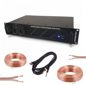 Ibiza Sound Pack Ampli Sono 2 x 1500W AMP2000MKII - C&acirc;ble HP Haut Parleur 3m - C&acirc;ble RCA/Jack - DJ Speakon Soir&eacute;e