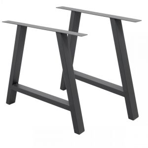 Ecd Germany Set 2 Pieds de table pied de meuble acier forme A support banc gris 70 x 72 cm