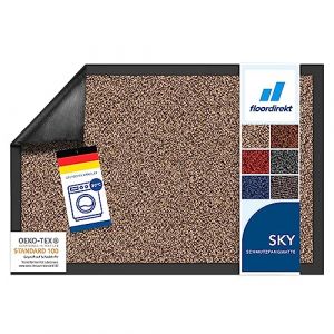 Rhine Tapis d'entrée Lavable, certifié Oeko-Tex Ocre Noir Moucheté, 120 cm x 300 cm
