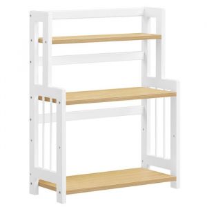 Songmics &Eacute;tag&egrave;re de rangement &agrave; 3 niveaux cadre en bambou ch&ecirc;ne et blanc