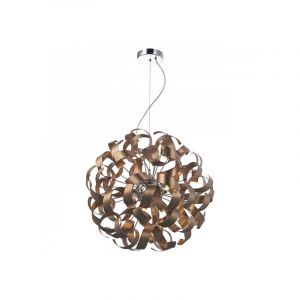 Image de Dar Lighting Suspension Rawley cuivre bross&eacute; et chrome poli 9 ampoules