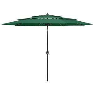 VidaXL Parasol à 3 niveaux avec mât en aluminium Vert 3 m