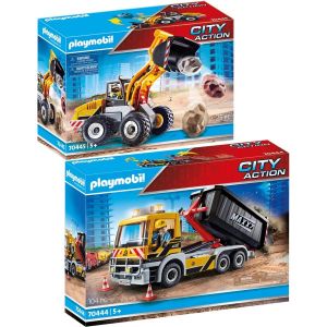 Playmobil Figurine City Action Lot de 2 Articles Camion + Chargeuse sur pneus