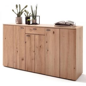 Image de Pegane Buffet, meuble de rangement coloris chêne sombre bianco - Longueur 165 x Hauteur 93 x Profondeur 44 cm