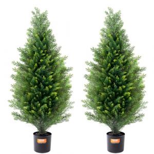 VEVOR Arbre Topiaire Artificiel Cèdre, Lot de 2, 91,4 cm, avec Feuilles Supplémentaires et Pot, Feuilles Persistantes, Résistante aux UV, Ensemble Plante Artificielle pour Déco Intérieur Extérieur