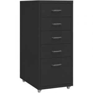 Décoshop26 Caissons à tiroirs meuble de bureau sur roulettes 5 tiroirs 28 x 41 x 69 cm en métal noir DEC024579