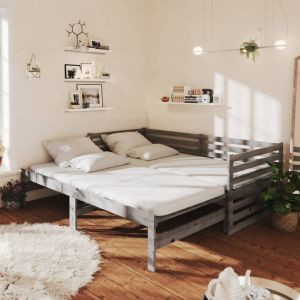 VidaXL Lit coulissant 2x90x200 cm Bois de pin massif Gris