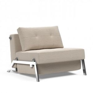 INNOVATION LIVING Fauteuil design SOFABED CUBED 02 CHROME Blida Sand Grey convertible lit 200*90 cm beige Tissu Inside75