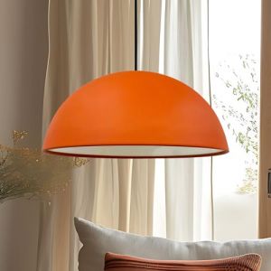 Lipeo Suspension Industrielle en Métal Orange Peint à la Main – Lustre Vintage E27 Ø50 cm pour Salon, Chambre ou Salle à Manger
