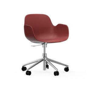 Image de Normann Copenhagen Fauteuil pivotant à roulettes Form - rouge - aluminium Rouge