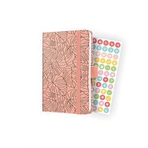 Image de Sigel J4352 Jolie Agenda semainier 2024, Rose Monstera, 9,5 x 15 cm, couverture rigide, 174 pages, rosé, noir