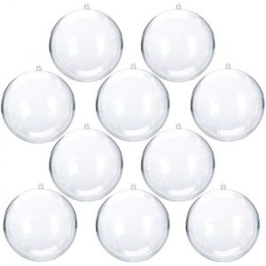 Boule de Noël en plastique transparent à remplir - Lot de 10 (100 mm)