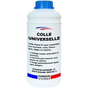 Colle Universelle - 1 l - Codeve Bois - Pour L'assemblage Polyvalent D'un Cuir, Tissu, Bois, Liège, Mousse Ou Carton.