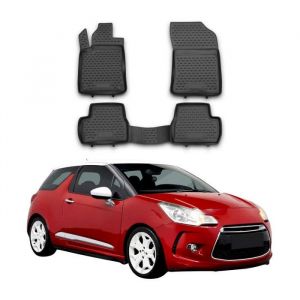 Omac Tapis de sol pour Citroen DS3 2010-2016 sur mesure en caoutchouc Noir