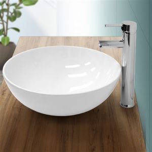 B in évier y compris ensemble des déc ts avec trop plein Ø 400x147 mm Céramique rond blanc lavabo Vasque vasque Vasque évier lavabo