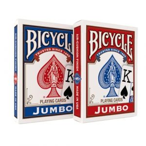Bicycle Original Rider Back Jumbo Index 2 Pack - 2 Jeux de 54 Cartes à Jouer - Format Poker - Rouge et Bleu