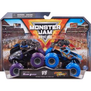 Spin Master Coffret Mowark Worrior Et Stone Crusher - Voiture Noire Bleue - Set 2 Véhicules Miniatures Métal + 1 Carte Offerte