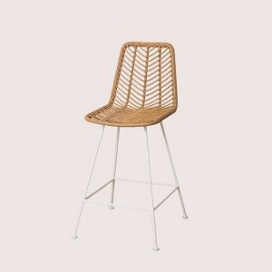 Tabouret de Jardin Haut en Rotin Synth&eacute;tique Gouda Natural SKLUM Blanc