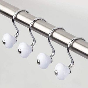 InterDesign IDesign accroche rideau moderne pour la douche, anneau de douche en métal et plastique, crochet rideau de douche en lot de 12, blanc/argenté