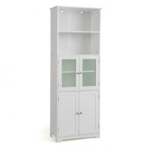 Coast Armoire de toilette - MDF avec verre - 60 x 30 x 163 cm - Blanc