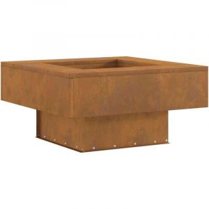 VidaXL Brasero carré 60x60x30 cm en acier corten