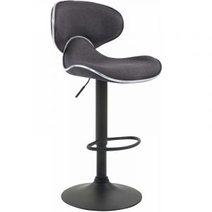 CLP Tabouret de Bar Las Vegas V2 Tissu I Chaise Haute de bar Réglable en Hauteur et Pivotant Assise Rembourrée I Chaise Haute avec Repose-Pieds, Couleur:gris foncé, Couleur du cadre:noir